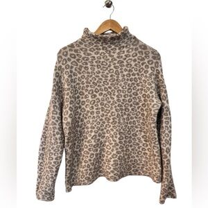 Christian Siriano Wool Blend Mock Neck Leopard Print Sweater Medium